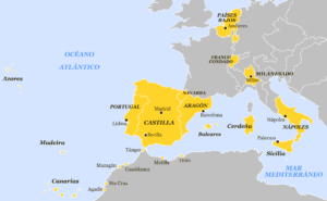 Map of Spain and Italy